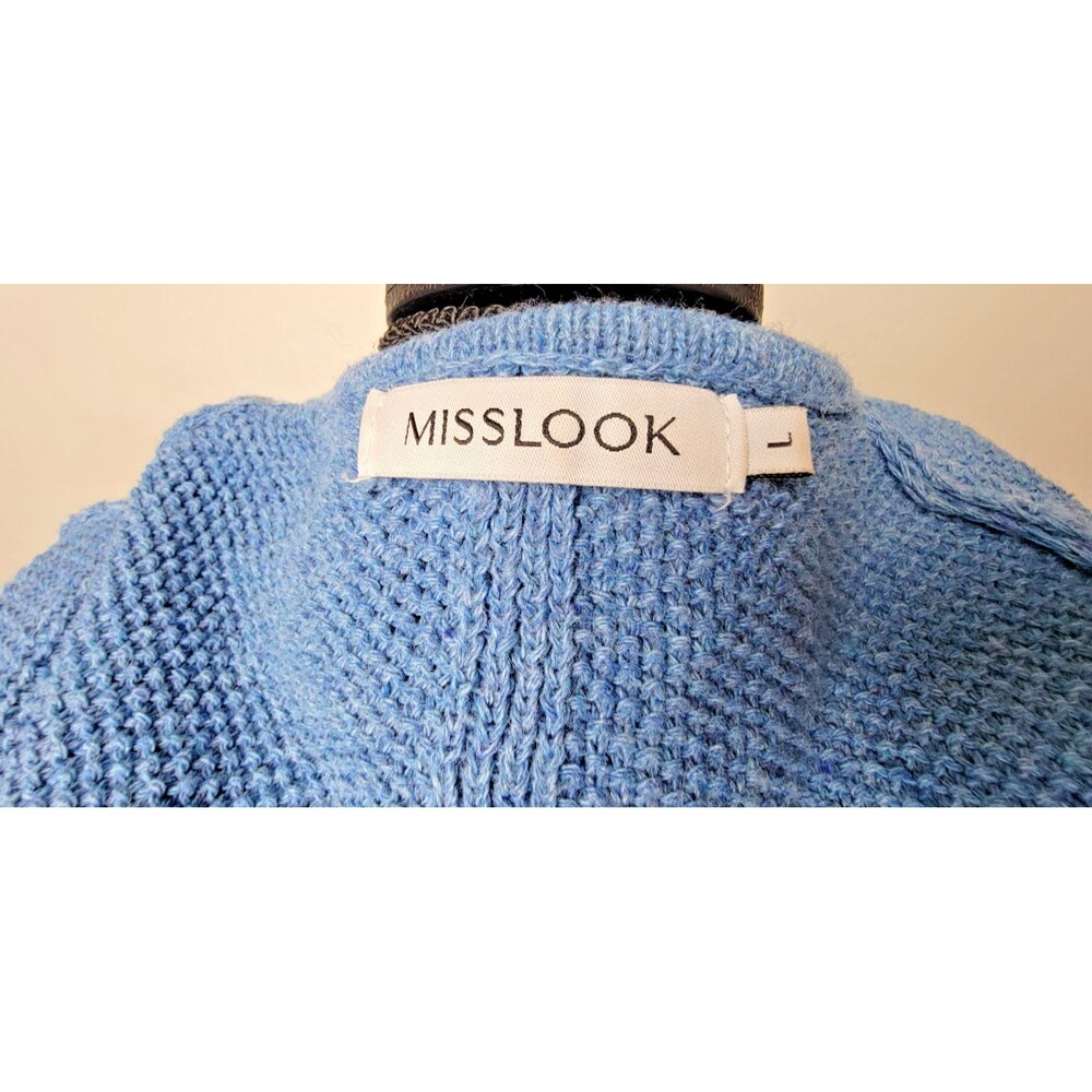 Women's Knit Sweater Large Blue Long Sleeve Coastal Grandmother Cottagecore Boho - Picture 4 of 4